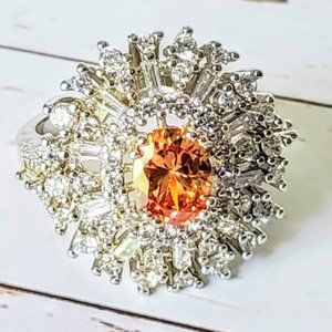 Sunset Morganite Baguette Fashion Ring